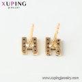 94983 xuping fashion alphabet h earring, fancy blue turquoise 18k gold stud earring for christmas gift